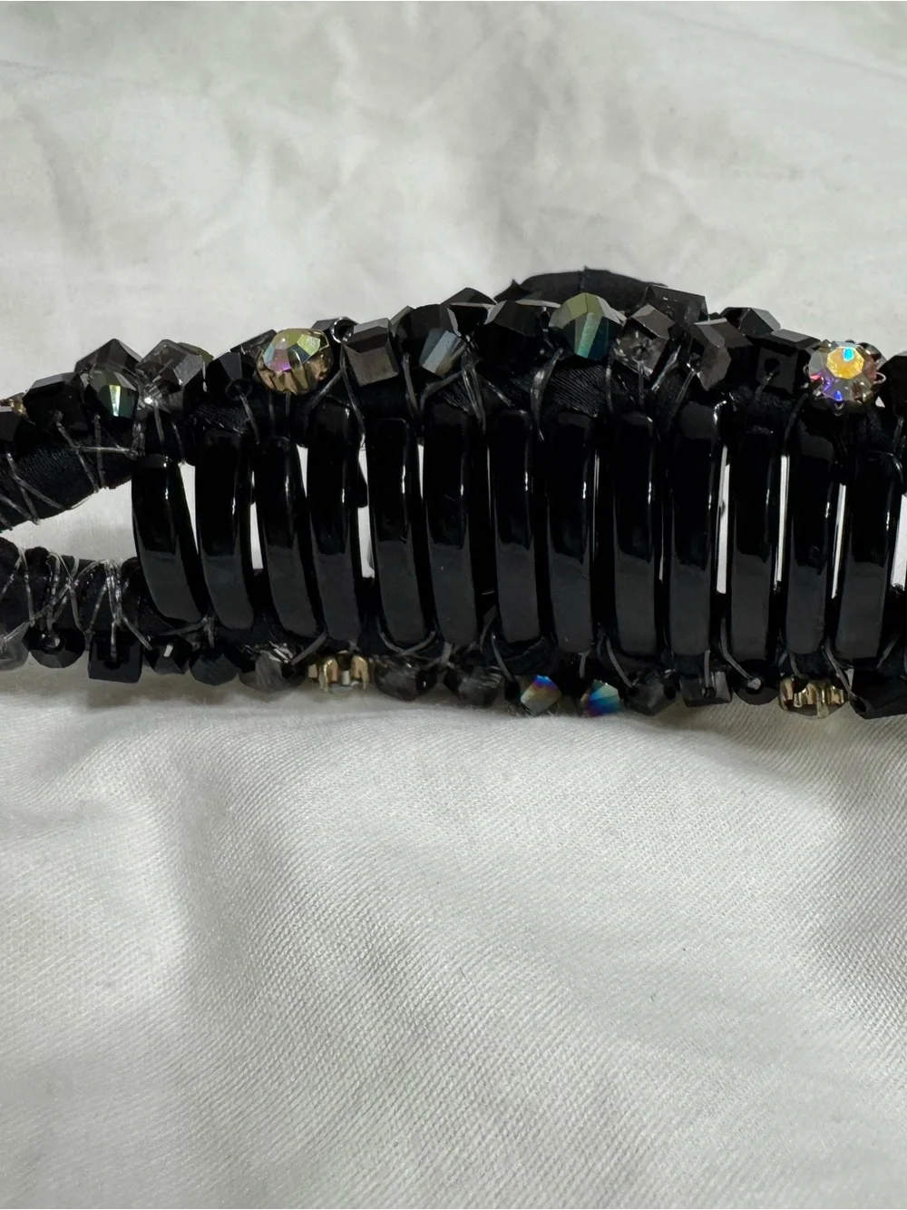 Crystal-Embellished Black Banana Clip Hair Barrette